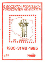 5 rocznica podpisania Porozumień Gdańskich, 1980-31 VIII-1985